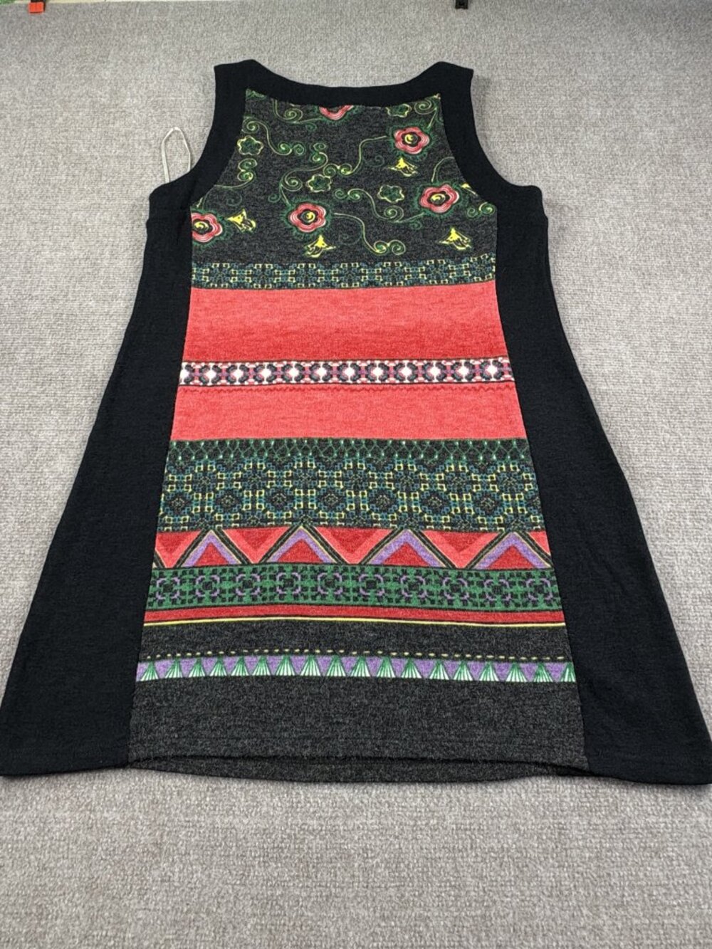 Aryeh Women’s Sleeveless Knit Sweater Dress XL Boho Floral Geo, 33" Pockets - Picture 9 of 16